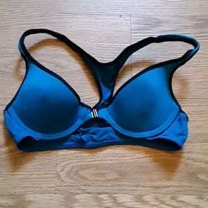 Blue and Black Front Clasp Bra